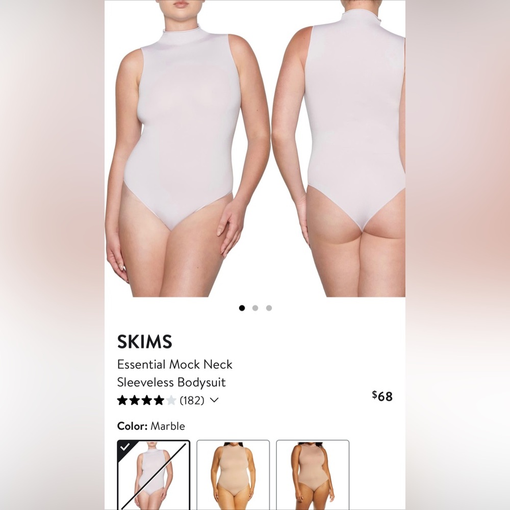 SKIMS Essential Mock Neck Bodysuit in Marble. NWT size L/XL